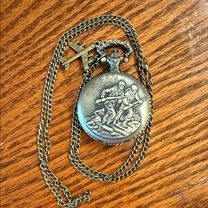 Antique Brass-tone Pocket Watch with Chain